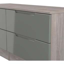 Crowndale Milan 4 Drawer Grey Gloss and Oak Bed Box - Size: 51 x 110 x 39cm - Grey Gloss & Grey Oak - Wilko - thumbnail 6