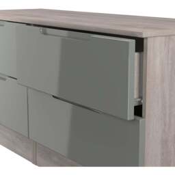 Crowndale Milan 4 Drawer Grey Gloss and Oak Bed Box - Size: 51 x 110 x 39cm - Grey Gloss & Grey Oak - Wilko - thumbnail 7