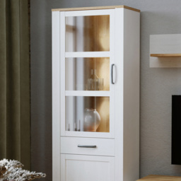 Florence Bohol 2 Door Single Drawer White Riviera Oak Narrow Cabinet - Size: 42 x 71 x 205cm - Wilko - thumbnail 7