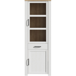 Florence Bohol 2 Door Single Drawer White Riviera Oak Narrow Cabinet - Size: 42 x 71 x 205cm - Wilko - thumbnail 4