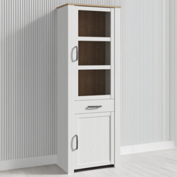 Florence Bohol 2 Door Single Drawer White Riviera Oak Narrow Cabinet - Size: 42 x 71 x 205cm - Wilko