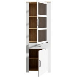 Florence Bohol 2 Door Single Drawer White Riviera Oak Narrow Cabinet - Size: 42 x 71 x 205cm - Wilko - thumbnail 6