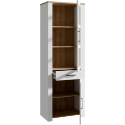 Florence Bohol 2 Door Single Drawer White Riviera Oak Narrow Cabinet - Size: 42 x 71 x 205cm - Wilko - thumbnail 5