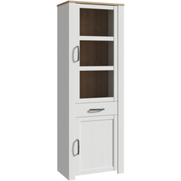 Florence Bohol 2 Door Single Drawer White Riviera Oak Narrow Cabinet - Size: 42 x 71 x 205cm - Wilko - thumbnail 3