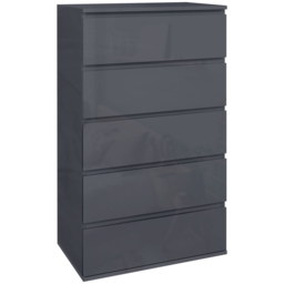 Portland 5 Drawer High Gloss Grey Chest of Drawers - Wilko - thumbnail 3