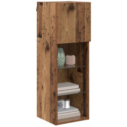 vidaXL Single Door 3 Shelf Old Wood Wall Mounted LED TV Unit - Size: 150 x 45.5 x 31.5cm - Brown - Wilko - thumbnail 4