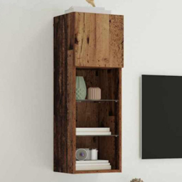 vidaXL Single Door 3 Shelf Old Wood Wall Mounted LED TV Unit - Size: 150 x 45.5 x 31.5cm - Brown - Wilko - thumbnail 1