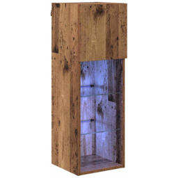vidaXL Single Door 3 Shelf Old Wood Wall Mounted LED TV Unit - Size: 150 x 45.5 x 31.5cm - Brown - Wilko - thumbnail 3