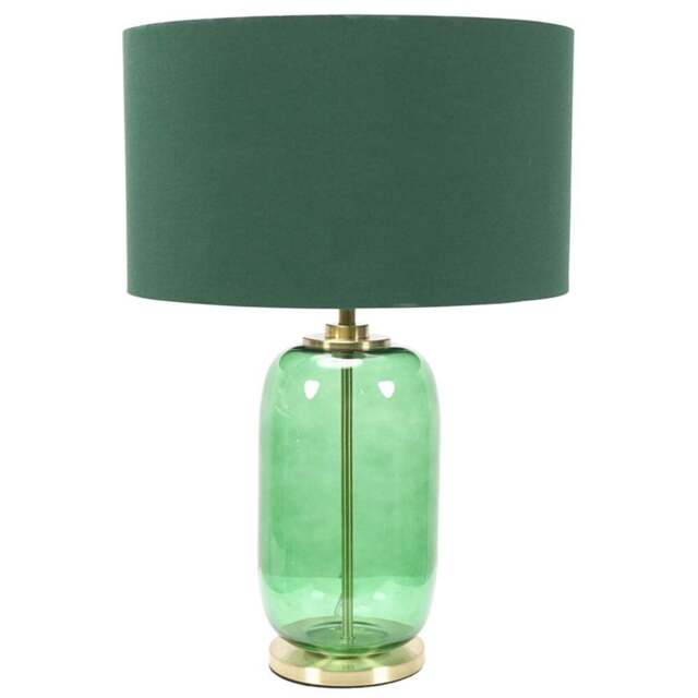 ValueLights Leigh Reni Green Shade Forest Green Glass LED Table Lamp - Size: 52.5 x 45 x 45cm - Wilko - image 1