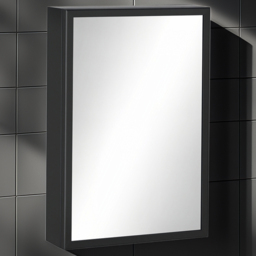 Kleankin Black Wall Mounted Slim Mirrored Bathroom Cabinet - Size: 60.0 cm x 12.0 cm x 40.0 cmcm - Wilko - thumbnail 1