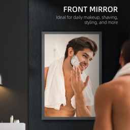 Kleankin Black Wall Mounted Slim Mirrored Bathroom Cabinet - Size: 60.0 cm x 12.0 cm x 40.0 cmcm - Wilko - thumbnail 6