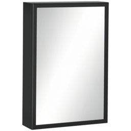 Kleankin Black Wall Mounted Slim Mirrored Bathroom Cabinet - Size: 60.0 cm x 12.0 cm x 40.0 cmcm - Wilko - thumbnail 3