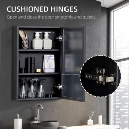 Kleankin Black Wall Mounted Slim Mirrored Bathroom Cabinet - Size: 60.0 cm x 12.0 cm x 40.0 cmcm - Wilko - thumbnail 7