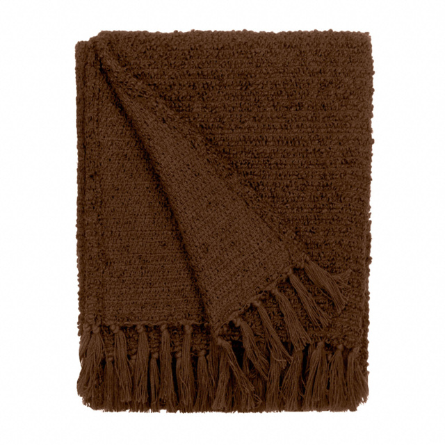 Yard Candar Cocoa Textured Boucle Throw - Size: 170 x 130 x 1cm - Brown - Wilko - image 1