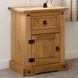 Seconique Corona Single Door Single Drawer Waxed Pine Bedside Table - Brown - Wilko - thumbnail 1