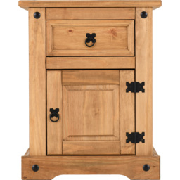 Seconique Corona Single Door Single Drawer Waxed Pine Bedside Table - Brown - Wilko - thumbnail 4
