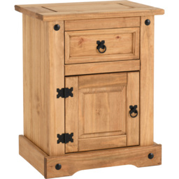 Seconique Corona Single Door Single Drawer Waxed Pine Bedside Table - Brown - Wilko - thumbnail 3