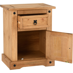 Seconique Corona Single Door Single Drawer Waxed Pine Bedside Table - Brown - Wilko - thumbnail 5