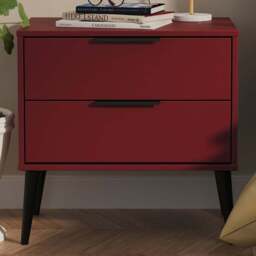 Crowndale Hong Kong 2 Drawer Red Matt Side Table Ready Assembled - Size: 60 x 58 x 40cm - Wilko - thumbnail 1