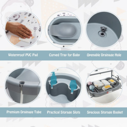 Costway 2 in 1 Baby Changing Station with Bathtub - Size: 84 x 53 x 36cm - Grey - Wilko - thumbnail 6