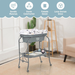 Costway 2 in 1 Baby Changing Station with Bathtub - Size: 84 x 53 x 36cm - Grey - Wilko - thumbnail 5