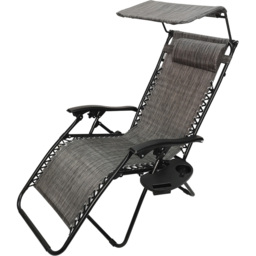 Samuel Alexander Grey Multi- Position Sun Lounger with Canopy - Size: 1 Seater - Wilko - thumbnail 3