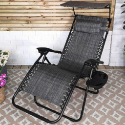 Samuel Alexander Grey Multi- Position Sun Lounger with Canopy - Size: 1 Seater - Wilko - thumbnail 1
