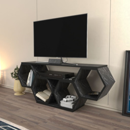 Decorotika Honey Full Bendire Wide Hexagonal TV Unit - Size: 55.5 x 140 x 26.6cm - Black - Wilko - thumbnail 4