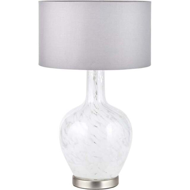 Pacific Lifestyle Aurora Grey Cotton Shade Speckled White Glass Table Lamp - Size: 58 x 36 x 36cm - Wilko - image 1