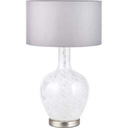 Pacific Lifestyle Aurora Grey Cotton Shade Speckled White Glass Table Lamp - Size: 58 x 36 x 36cm - Wilko