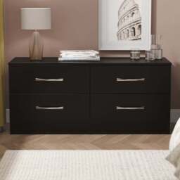 Crowndale Avon 4 Drawer Matt Black Bed Box Ready Assembled - Black Matt - Wilko - thumbnail 1
