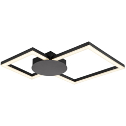 Cosylyte Miles 2 Square Matt Black LED Flush Ceiling Light - Size: 47 x 47 x 7.5cm - Wilko - thumbnail 4