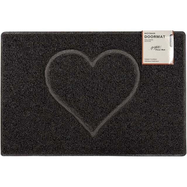 Oseasons Black Heart Embossed Doormat 75 x 44cm - Wilko - image 1