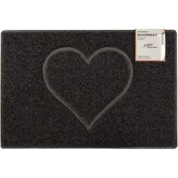 Oseasons Black Heart Embossed Doormat 75 x 44cm - Wilko - thumbnail 1