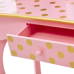 Teamson Kids Gisele Play Single Drawer Pink and Gold Polka Dot Prints Toy Vanity Set - Size: 99.7 x 29.8 x 59.7cm - Wilko - thumbnail 5
