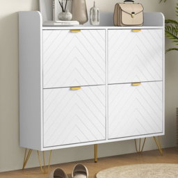 Portland 4 Drawer White Narrow Shoe Cabinet - Wilko - thumbnail 1