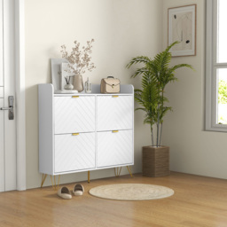 Portland 4 Drawer White Narrow Shoe Cabinet - Wilko - thumbnail 5