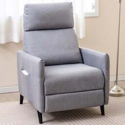 Costway Grey Recliner Armchair with Footrest - Size: Single - Wilko