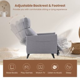Costway Grey Recliner Armchair with Footrest - Size: Single - Wilko - thumbnail 7