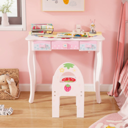 Costway Kids White Vanity Table and Chair Set - Size: 77 x 42 x 29cm - Wilko - thumbnail 5