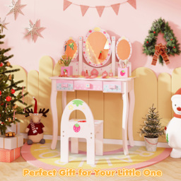 Costway Kids White Vanity Table and Chair Set - Size: 77 x 42 x 29cm - Wilko - thumbnail 6