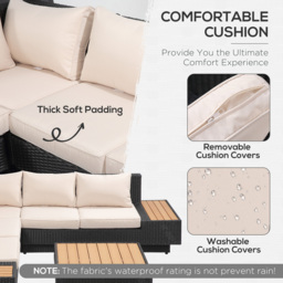Outsunny 5 Seater Black Rattan Outdoor Sectional Corner Sofa Set - Wilko - thumbnail 7