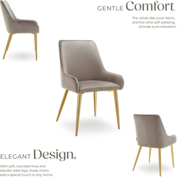 Tectake Avane Set of 6 Taupe Velvet Padded High Backrest Dining Chair - Grey - Wilko - thumbnail 4