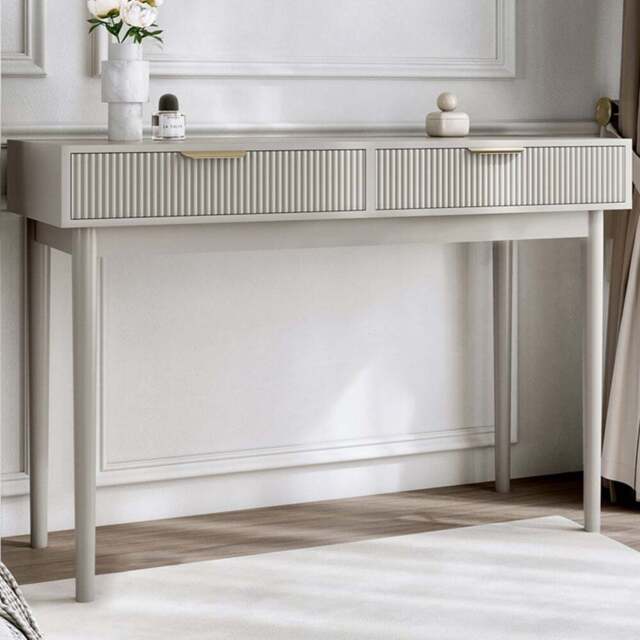 CARME Home Layla 2 Drawer Mocha Dressing Table - Size: 29 x 51 x 125cm - Grey - Wilko - image 1