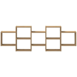 vidaXL 7 Shelf Artisanal Oak Wooden Wall Shelf - Size: 42 x 18 x 129cm - Brown - Wilko - thumbnail 4