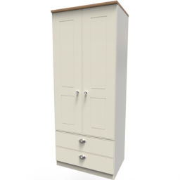 Crowndale Victoria 2 Door 2 Drawer Cream Ash and Oak Wardrobe - Size: 2 Door, 2 Drawer - Wilko - thumbnail 5
