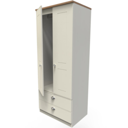 Crowndale Victoria 2 Door 2 Drawer Cream Ash and Oak Wardrobe - Size: 2 Door, 2 Drawer - Wilko - thumbnail 6