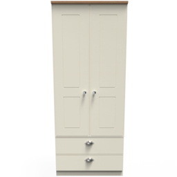 Crowndale Victoria 2 Door 2 Drawer Cream Ash and Oak Wardrobe - Size: 2 Door, 2 Drawer - Wilko - thumbnail 3