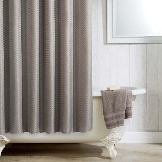 Waterline Grey Polyester Shower Curtain - Size: 180cm - Wilko - image 1