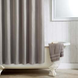 Waterline Grey Polyester Shower Curtain - Size: 180cm - Wilko